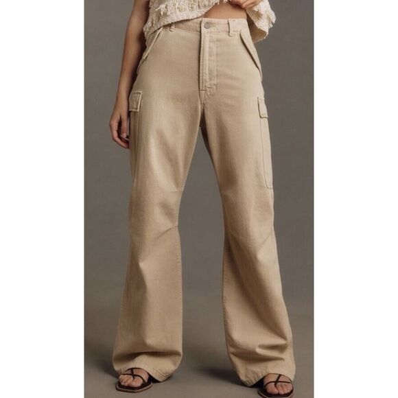 Denimist Pants - Denimist Wide Leg Cargo Pants Size 24 Tan